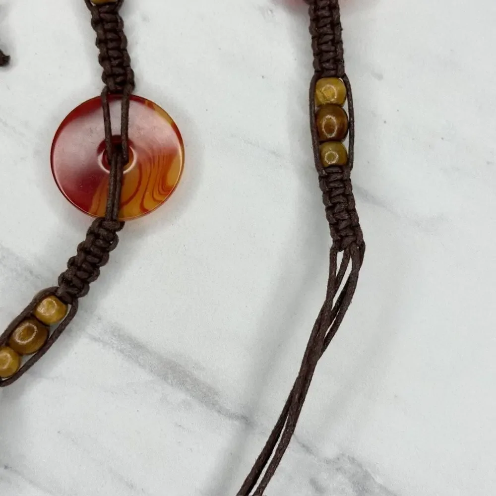 Wood Beaded Swirled Disc Tie Belt Large (L) ✨